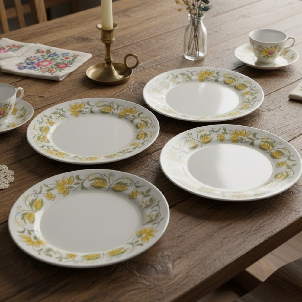 Mikasa Cera Stone ~ Sun Flower ~ Salad Plates Set of 4 *